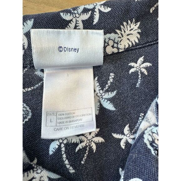 Disneyland Resort Polo Hawaiian Allover Print SS‎ Navy Men's L Mickey Pineapples - Picture 11 of 12